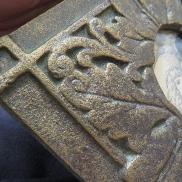 Antique Victorian/Art Nouveau Gilt Cast Metal Oak Leaf & Acorn Picture Frame - Picture 4 of 7